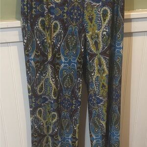 Melissa Paige Paisley Boho Wide-Leg Pants in Blue, Green & Brown